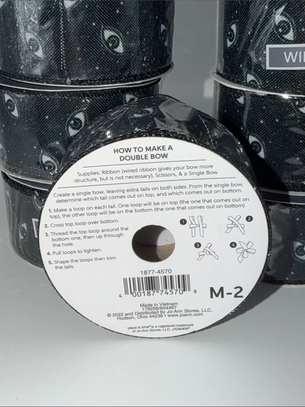 Halloween Spooky Eye Wired Edge Ribbon Spool Bundle Lot Mystical Craft Black